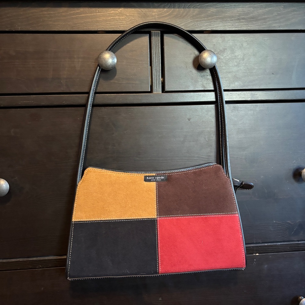 Kate Spade Vintage Multicolor Patchwork Suede Shoulder Bag